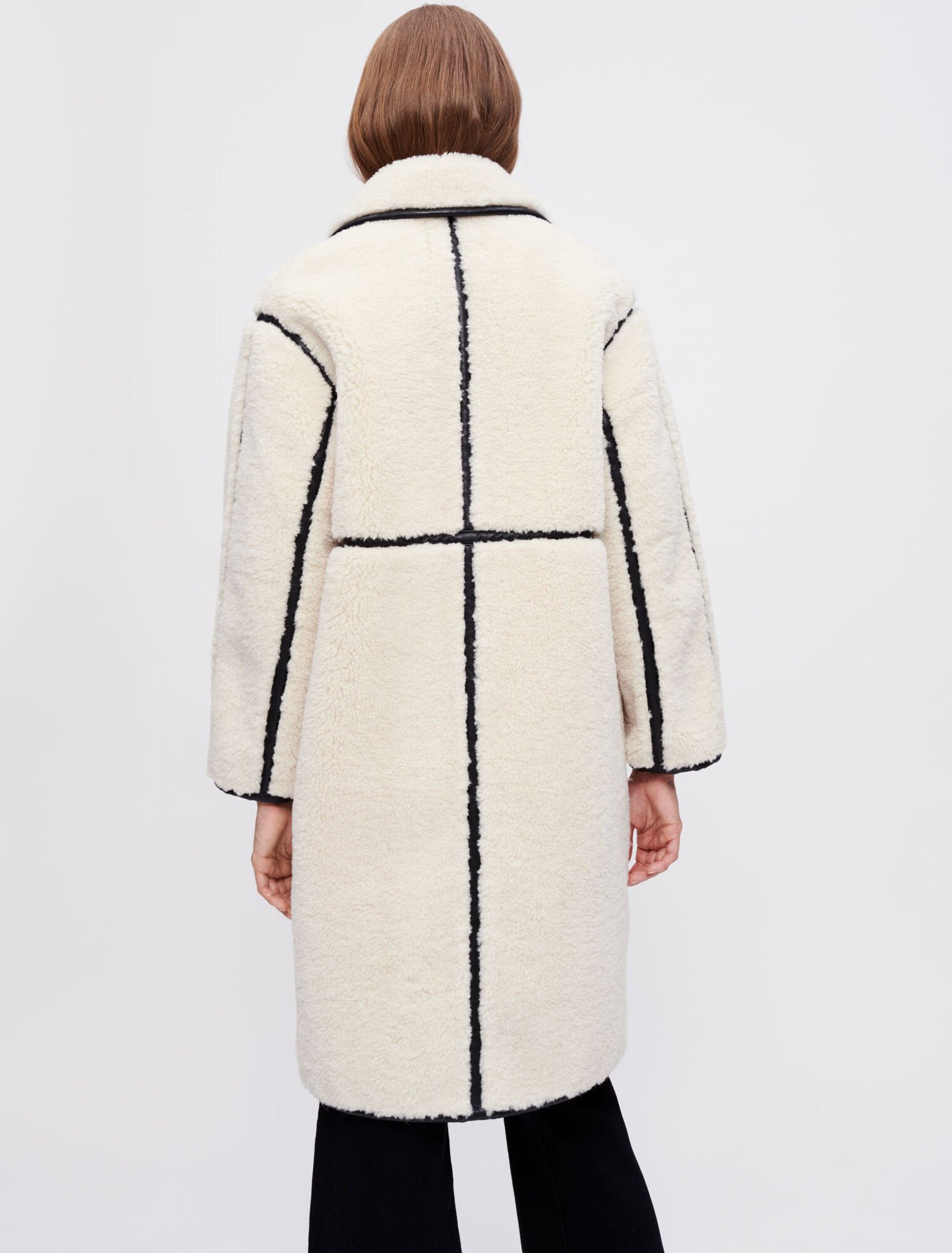 Faux sheepskin and vinyl coat