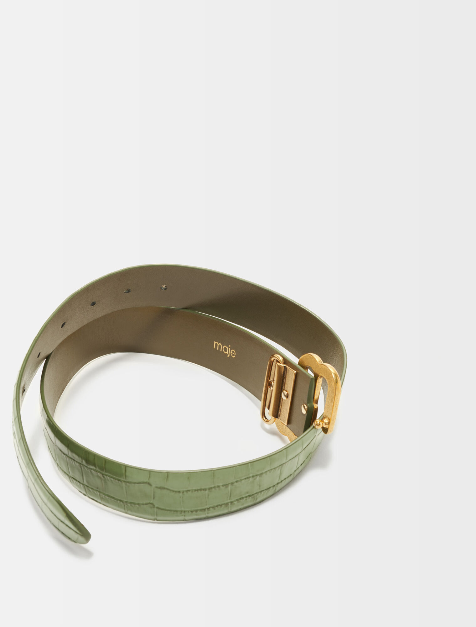 Maje double M croco-effect leather belt