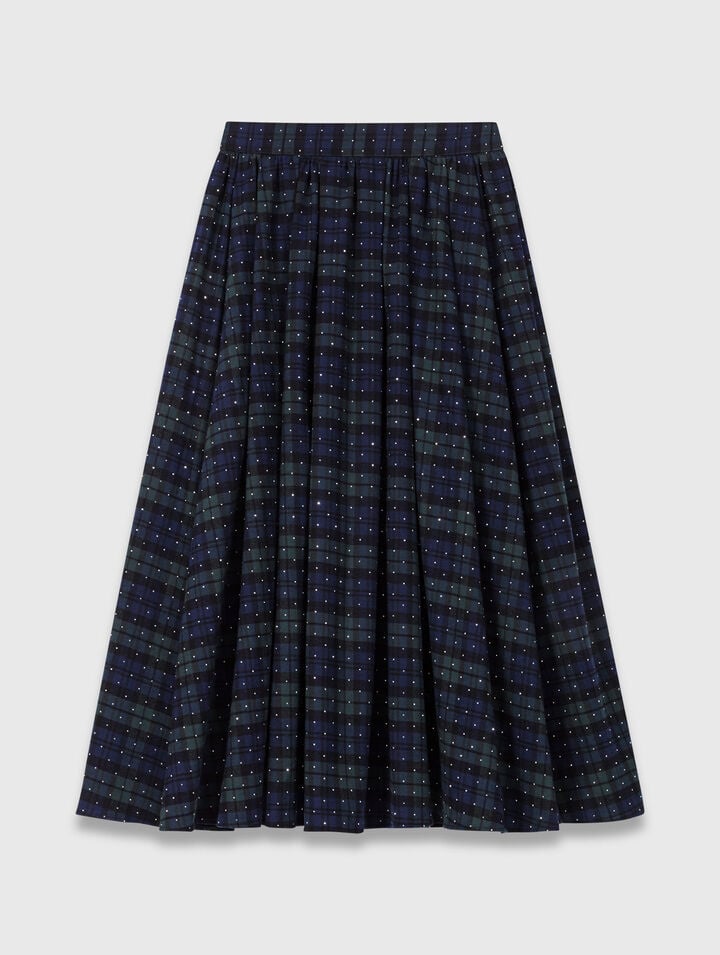 Check skirt with rhinestones