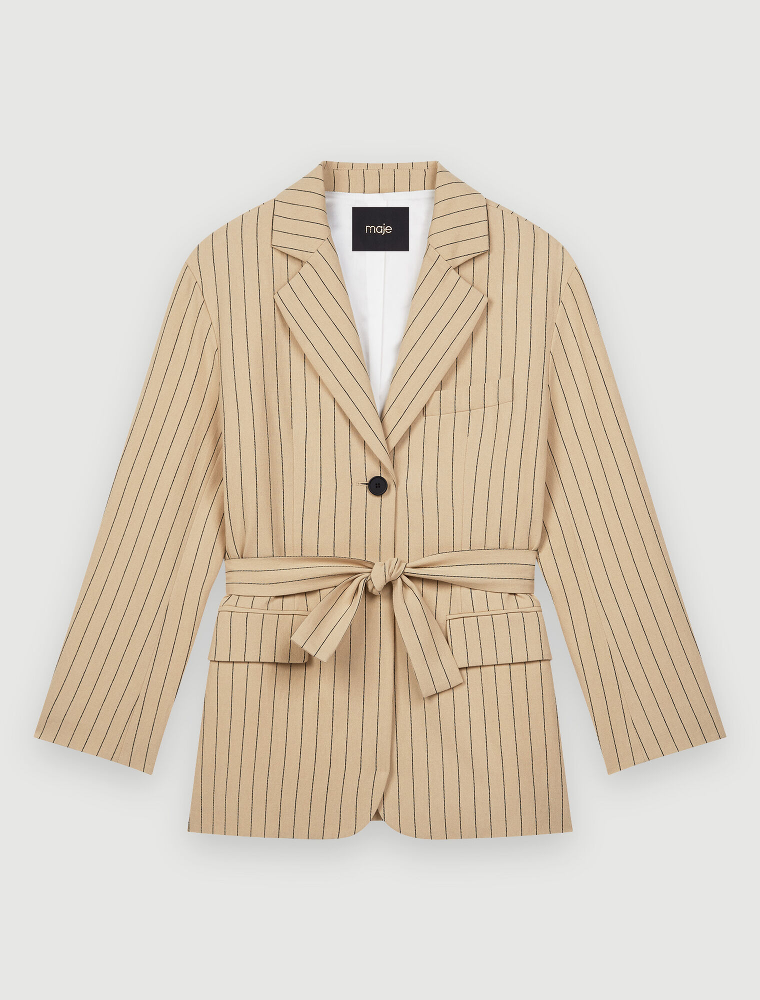 Belted striped jacket
