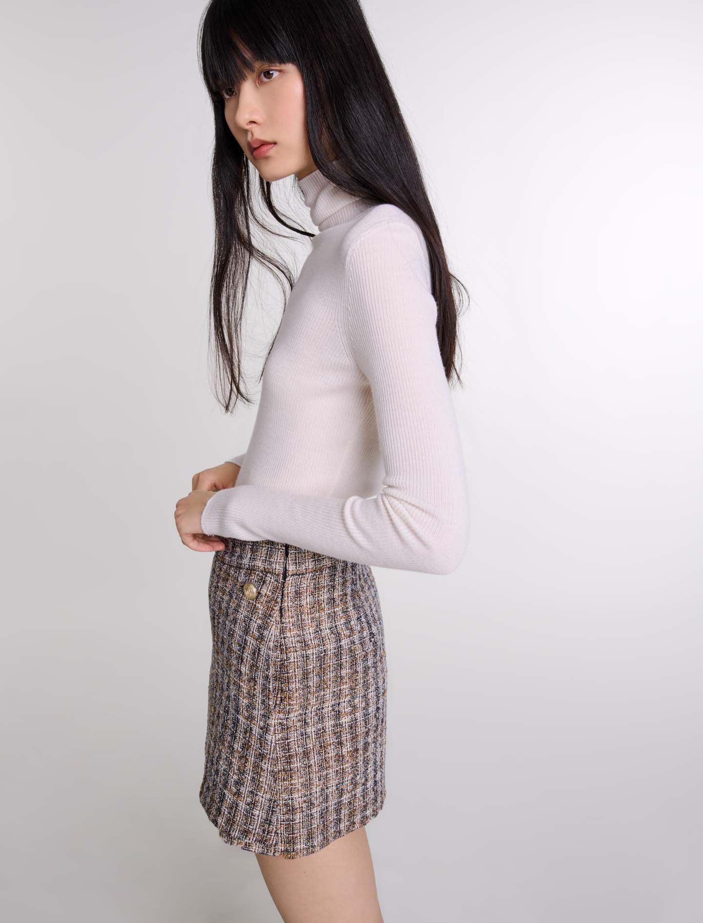 Tweed skort Brown For Women | Maje