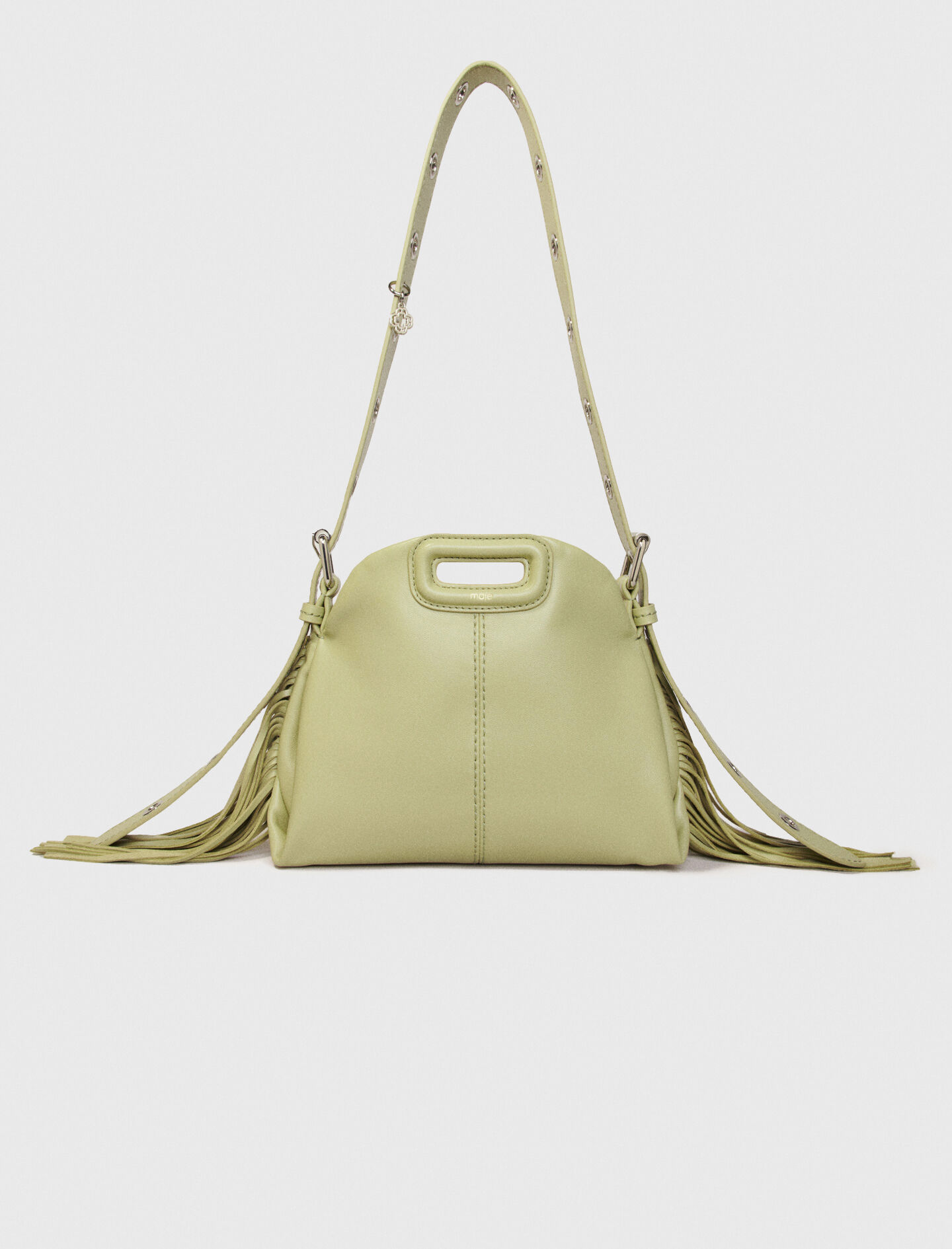Plain leather mini Miss M bag Green For Women | Maje
