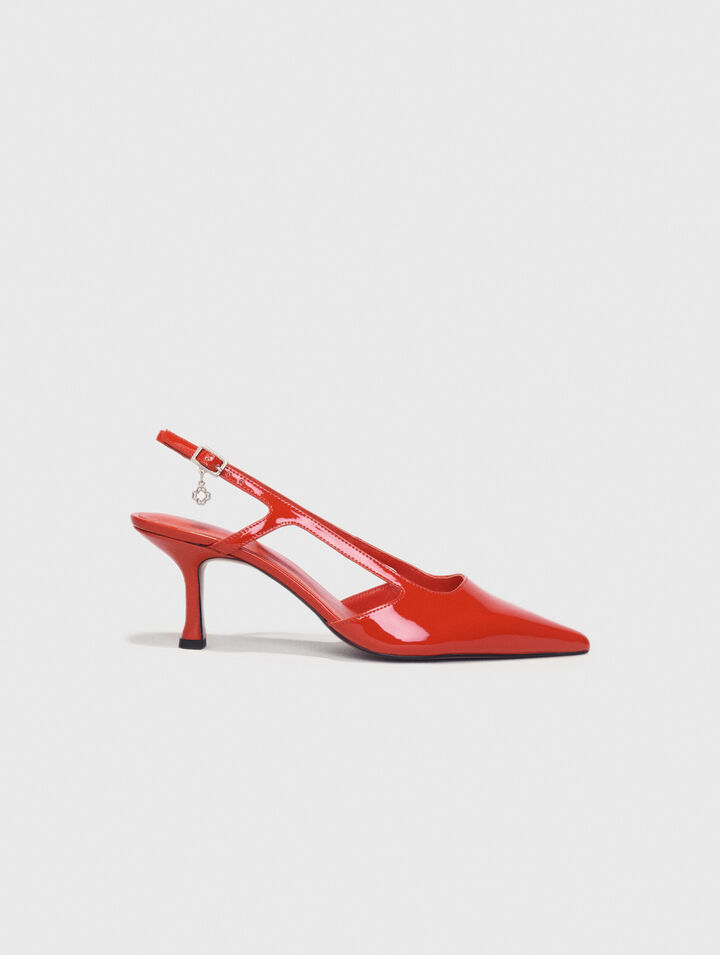 Patent leather slingback pumps
