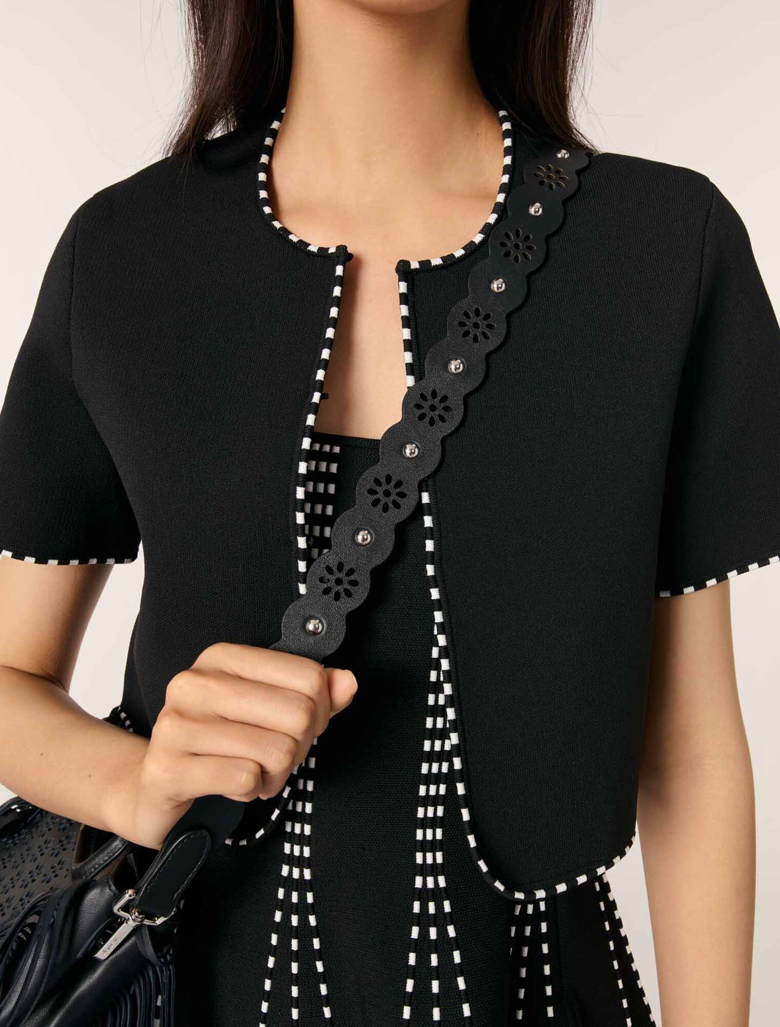 Cropped short sleeve cardigan