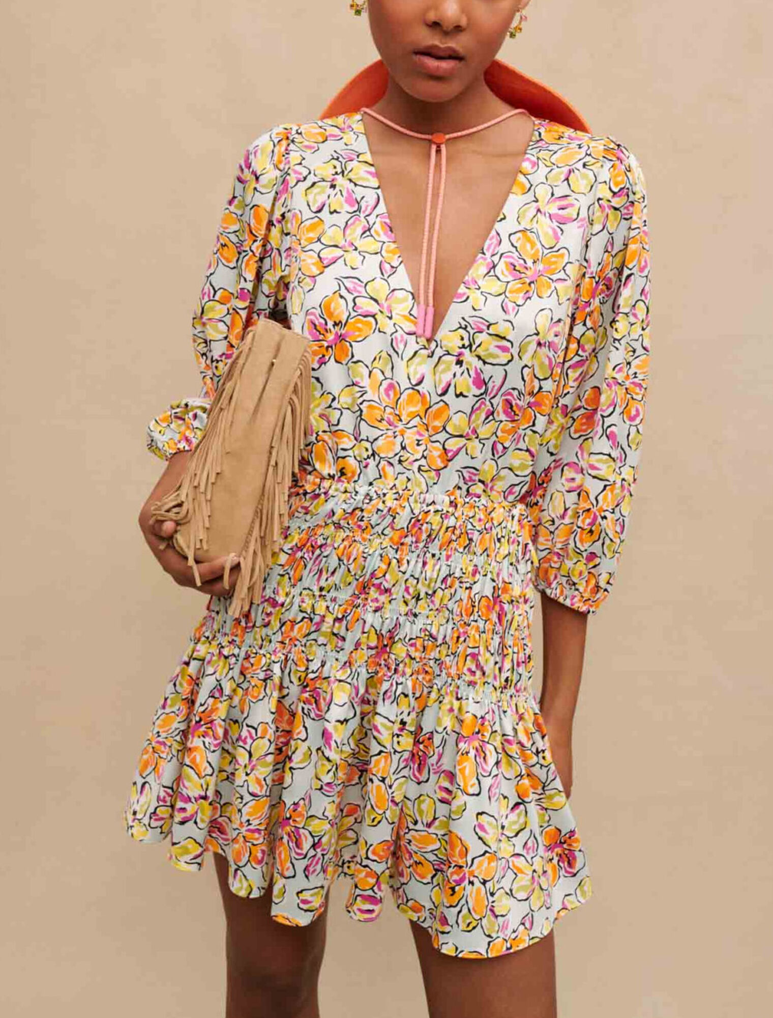 Short floral printed dress