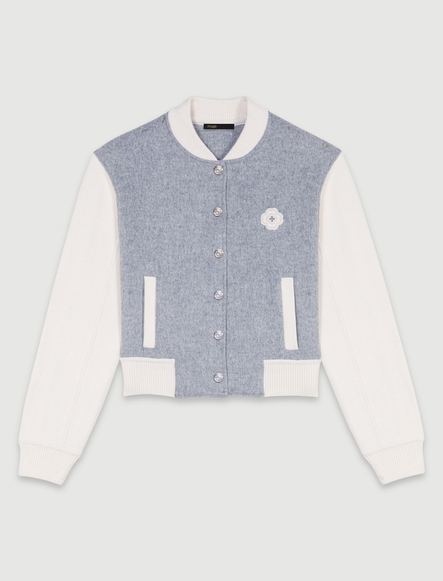 魅了 Gray / Black bomber embroidery Clover For Maje | Women トップス