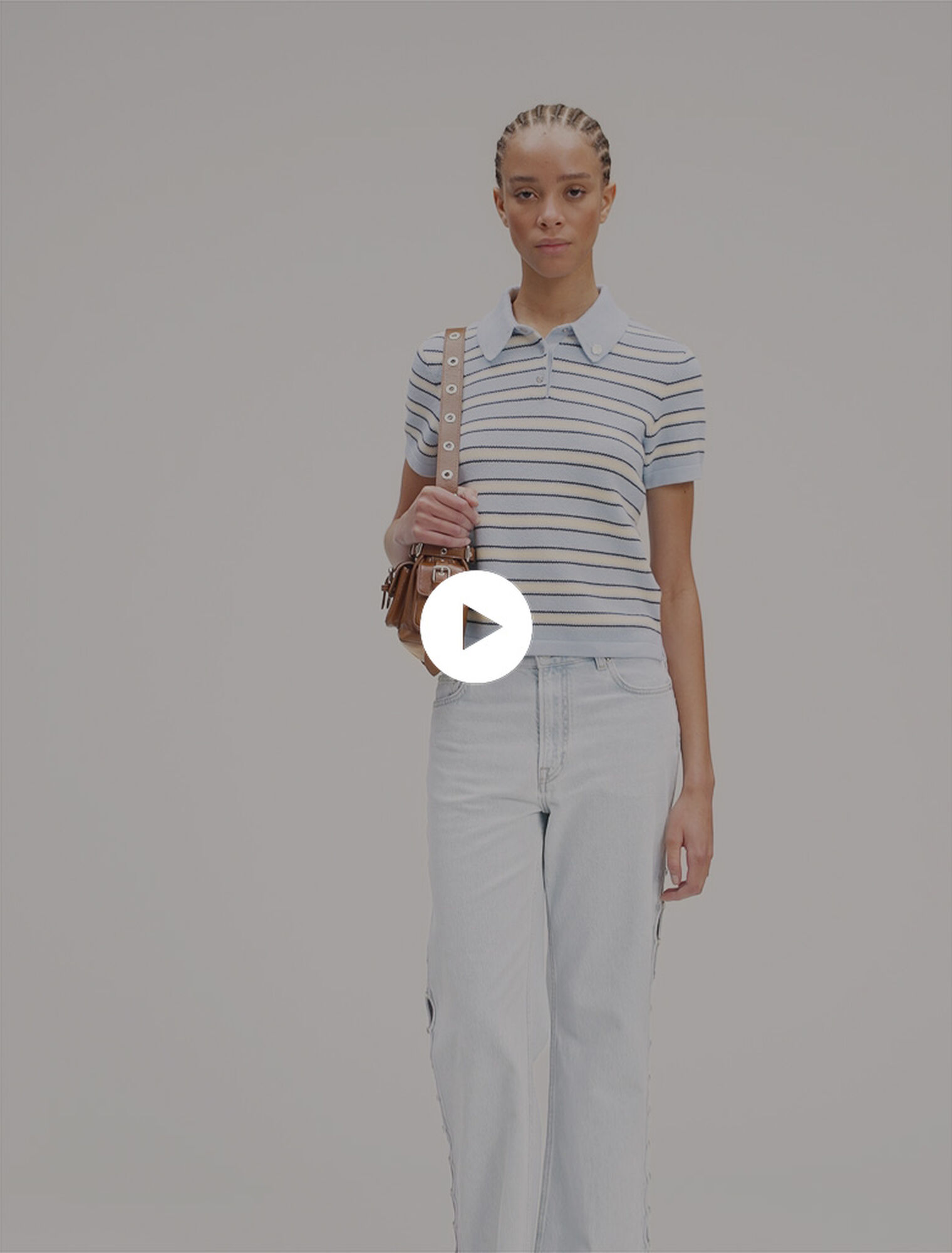 Striped knit polo short sleeve shirt