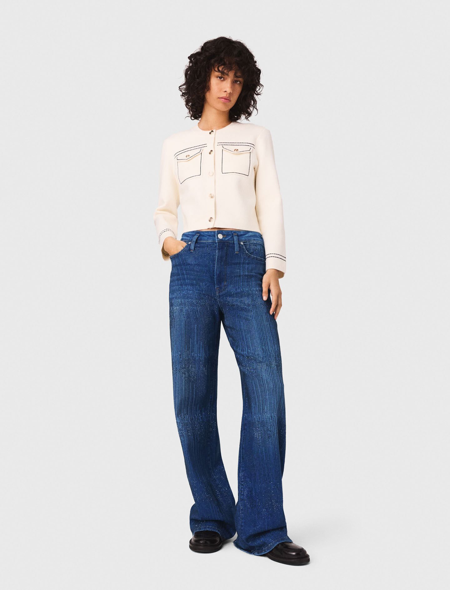 é rhinestone jeans blue Rhinestone jeans Blue For Women | Maje