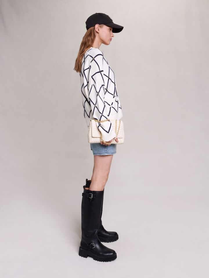 Diamond pattern knitted cardigan