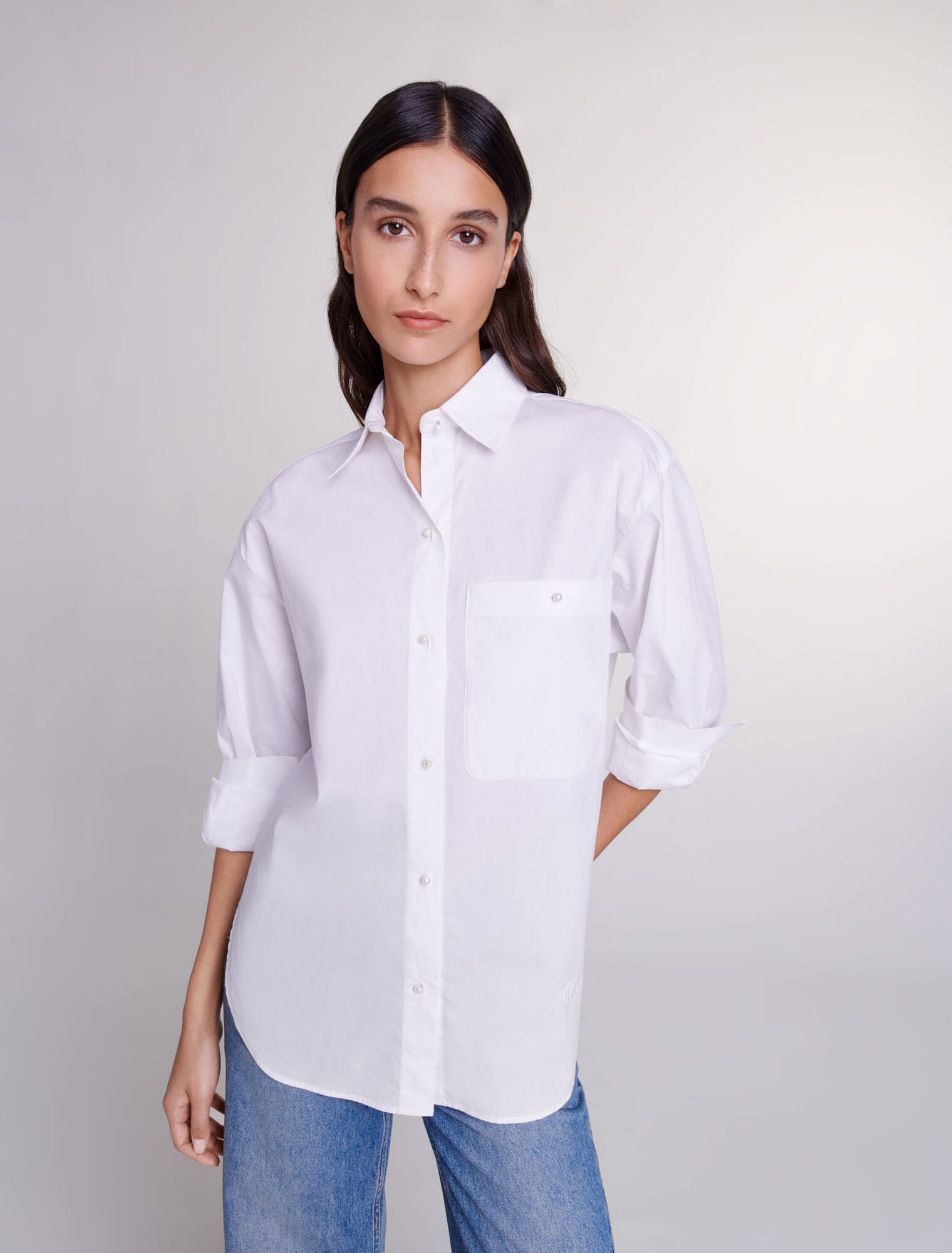 White cotton poplin shirt