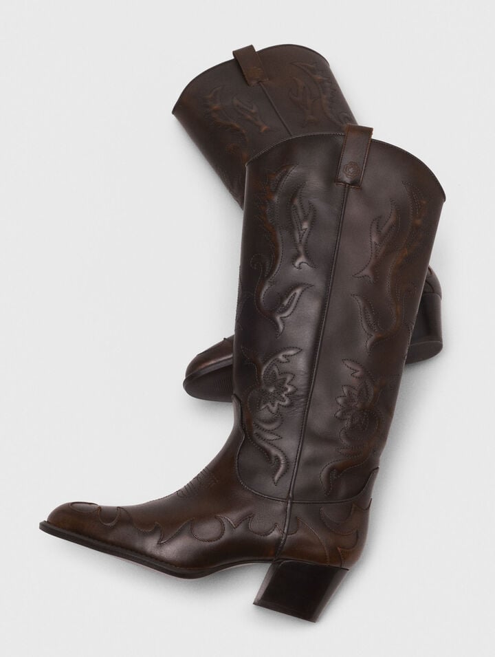 Leather cowboy boots