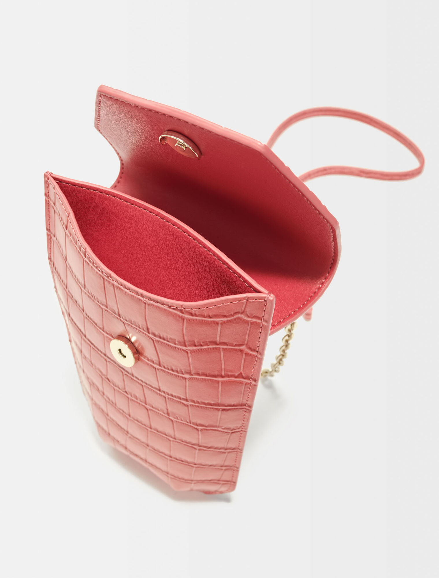 Croco embossed leather phone holder
