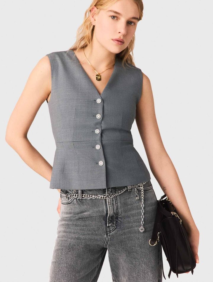 Jewel-button tailored jacket