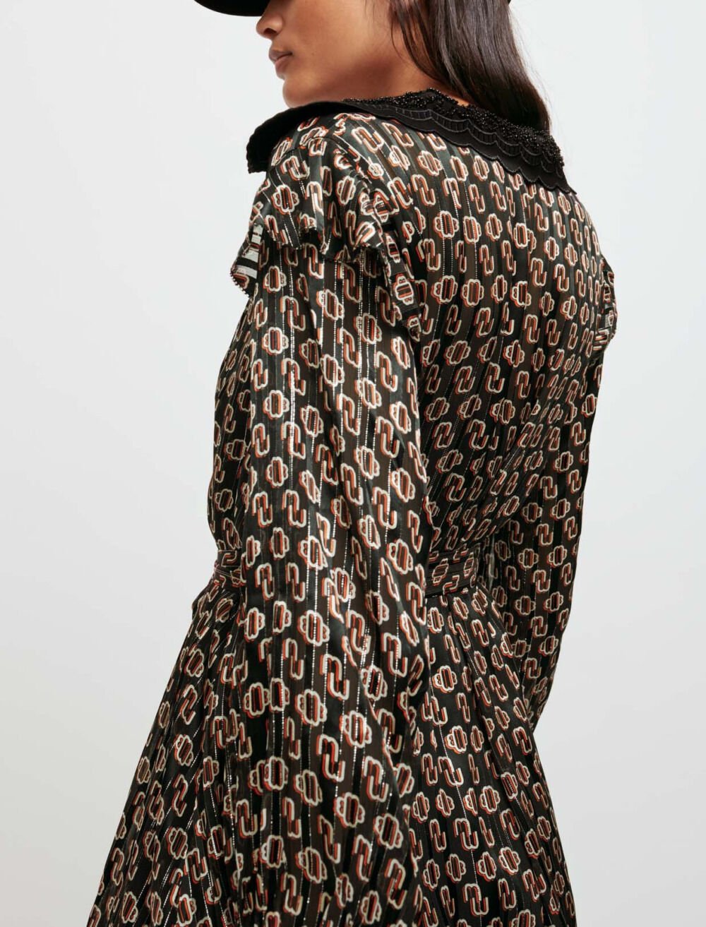 Maje scarf dress in printed chiffon store