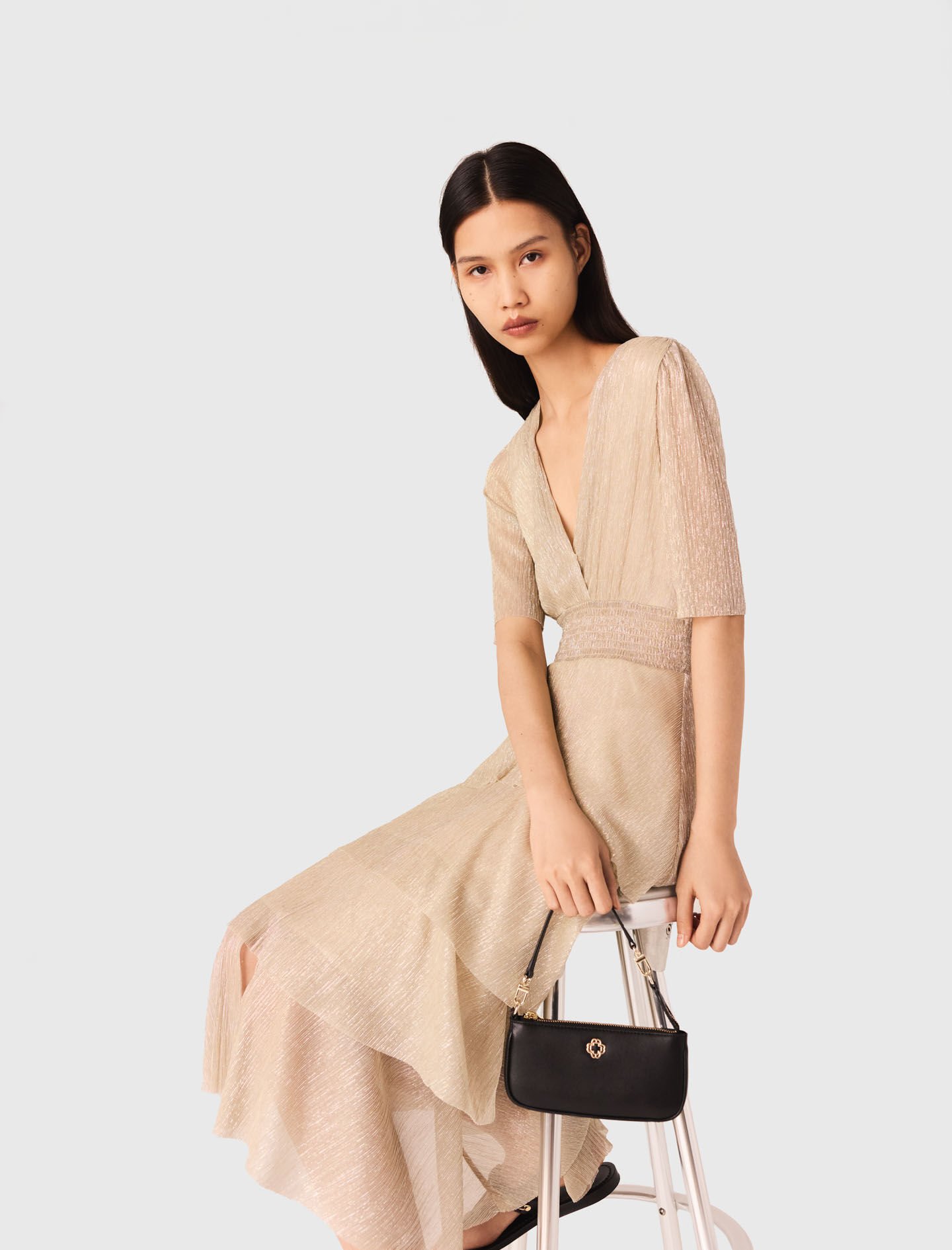 Metallic ruffled dress Denim - Jeans For Women | Maje