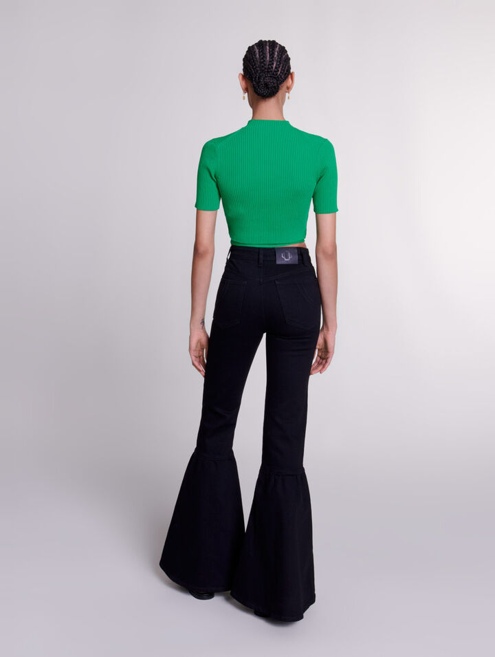 Knit crop top with ties