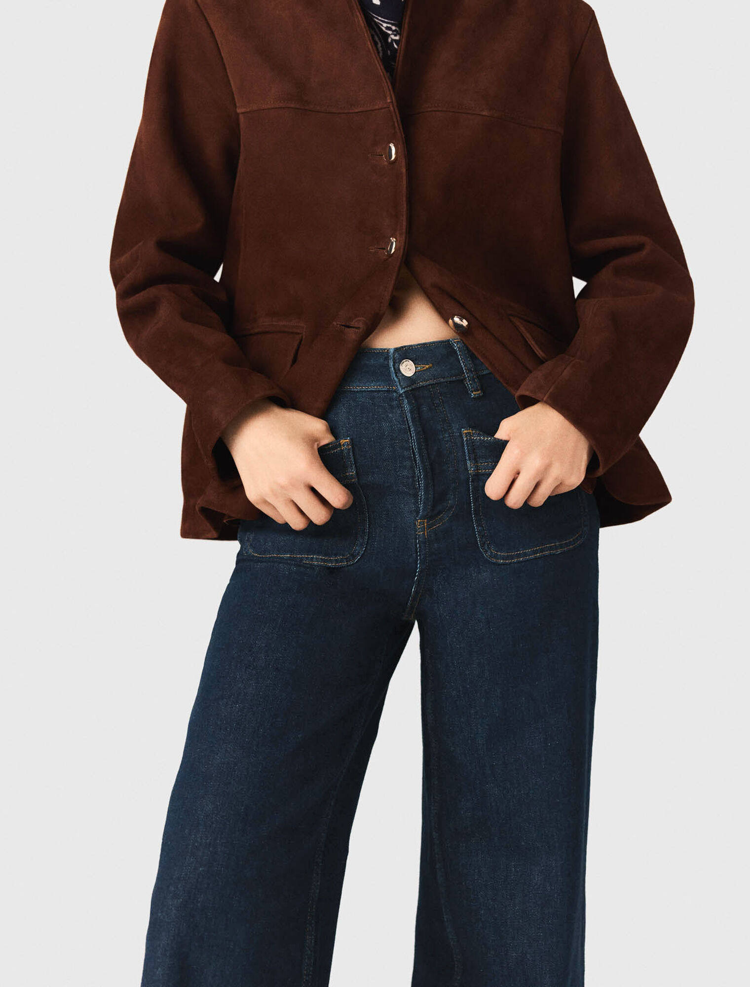 Wide jeans with patch pockets