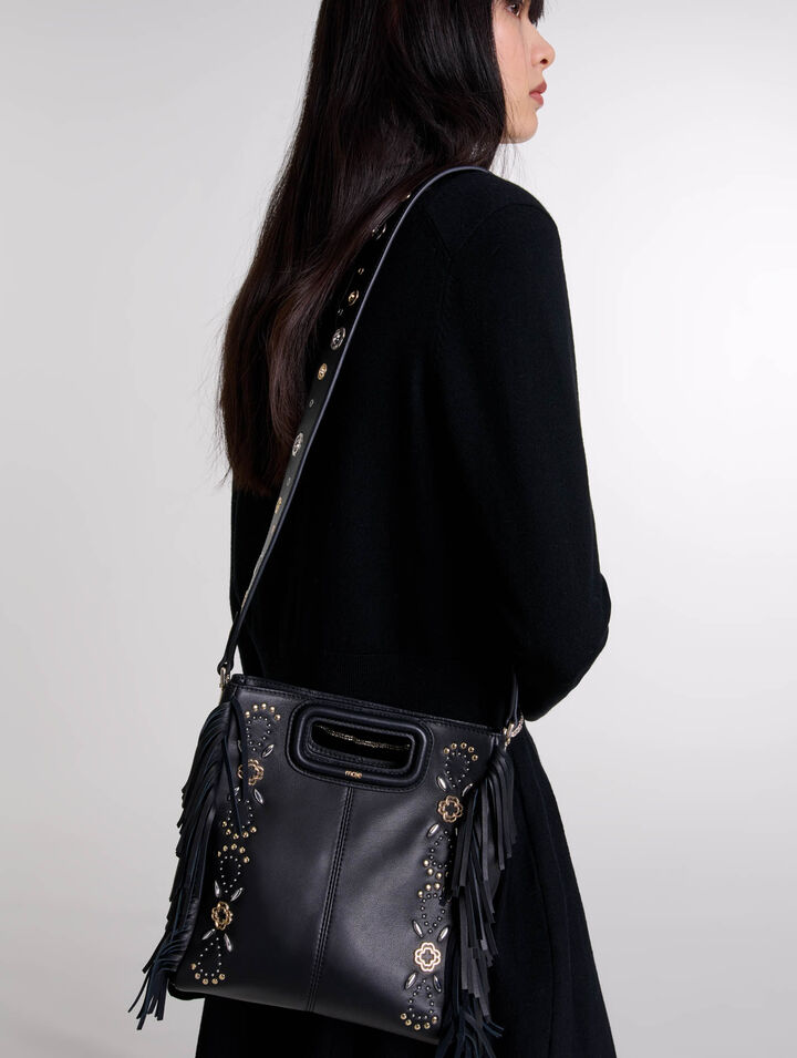 Studded leather M bag