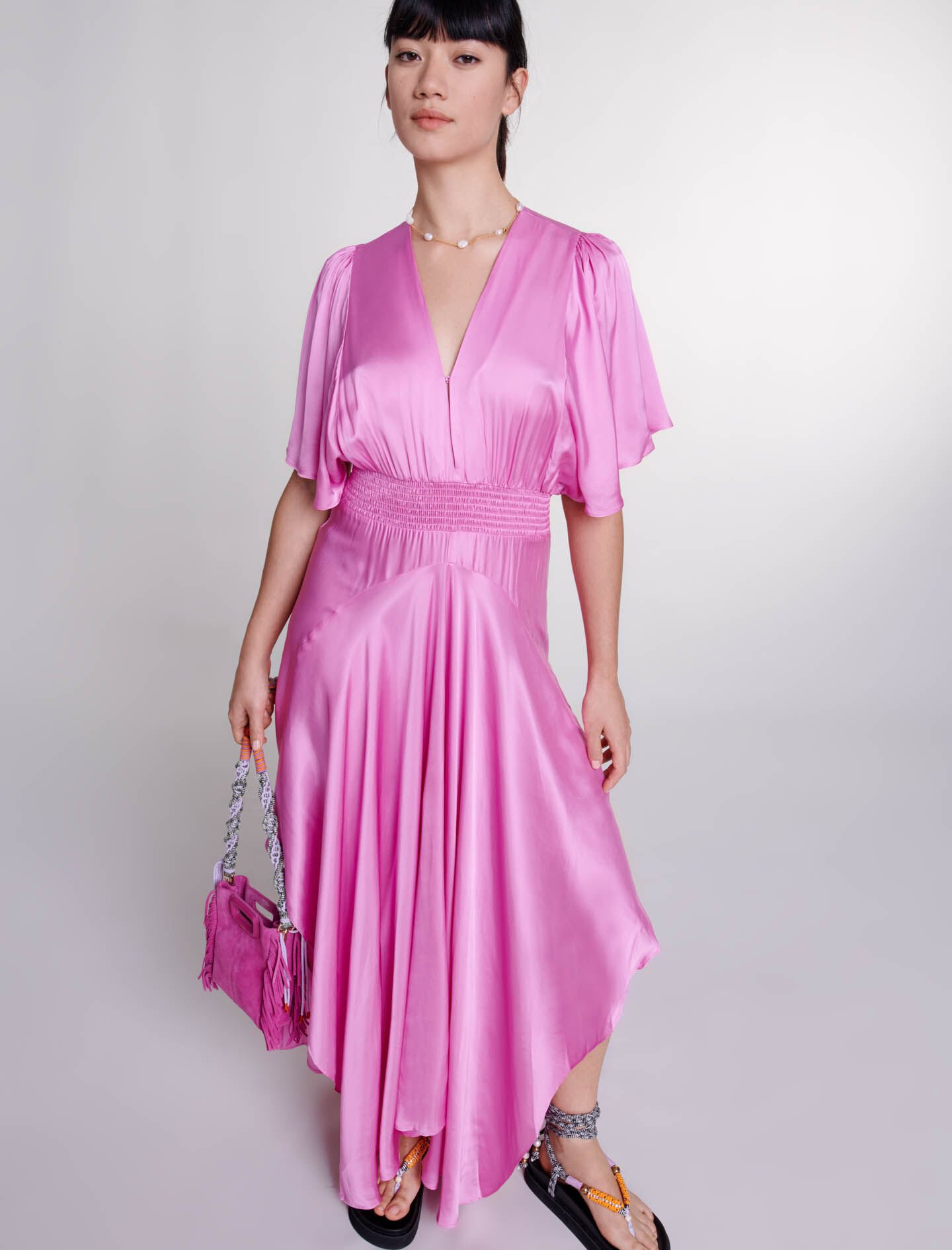 MAX80%OFF／セール開催中 Satin-look maxi dress ワンピース