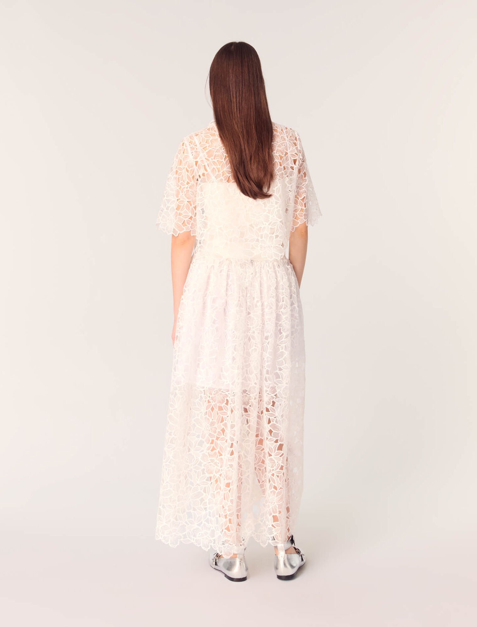 Cropped floral lace blouse