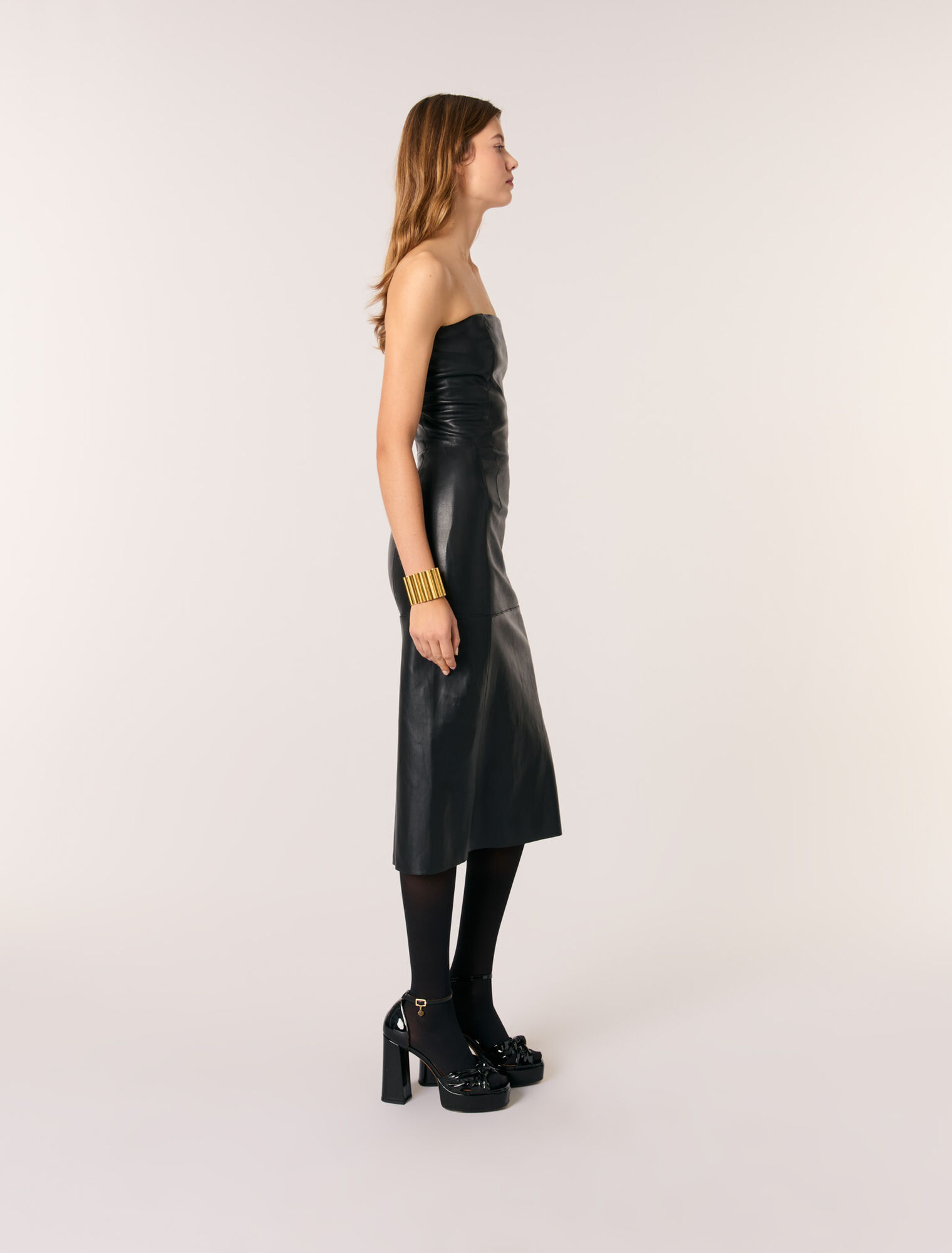 Bustier leather midi dress