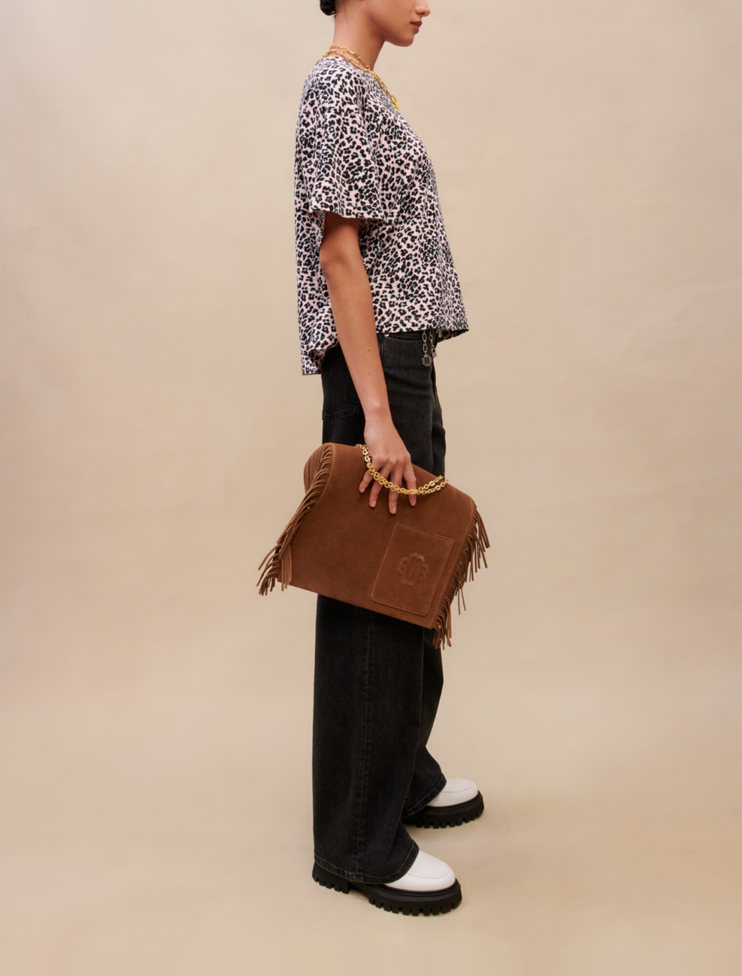 Leopard-print cotton T-shirt