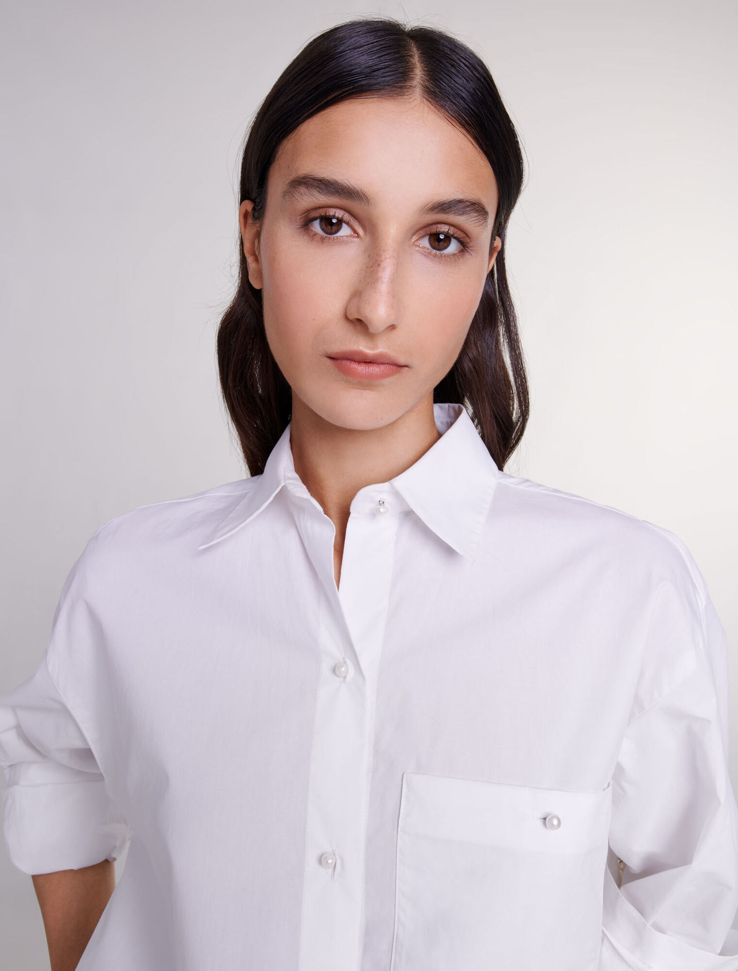 White cotton poplin shirt