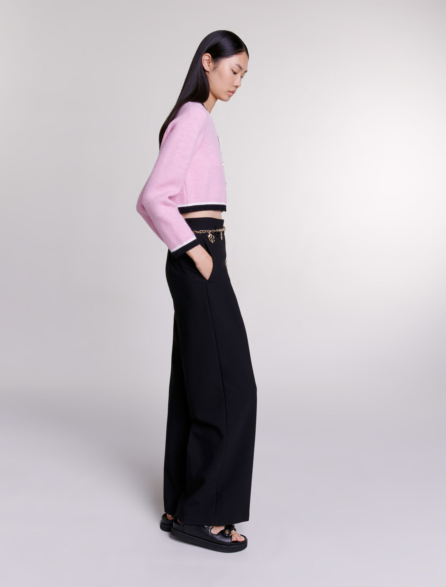 Cropped knit cardigan