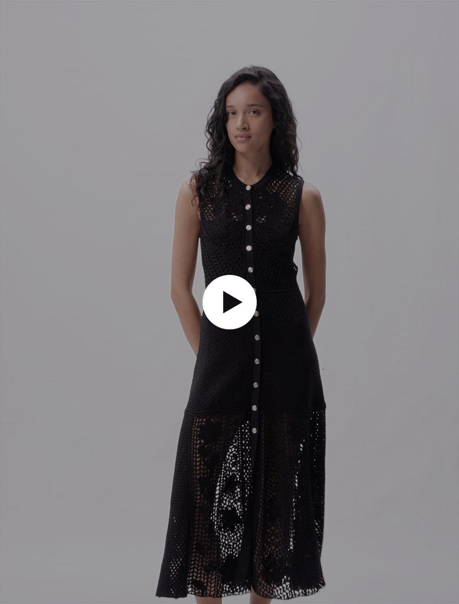 Crochet-knit maxi dress