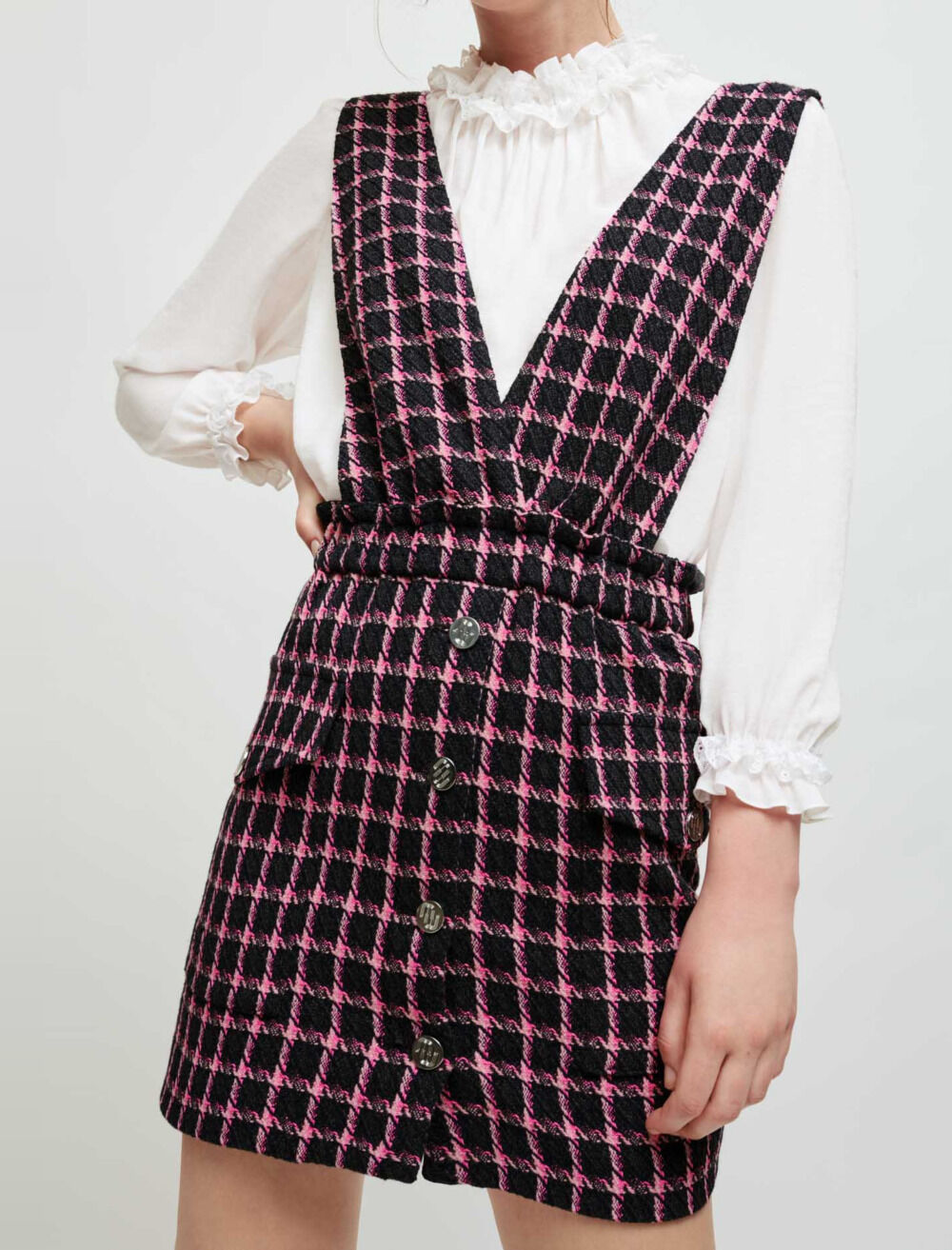 商品画像：sheller front zipper tweed check dress 3