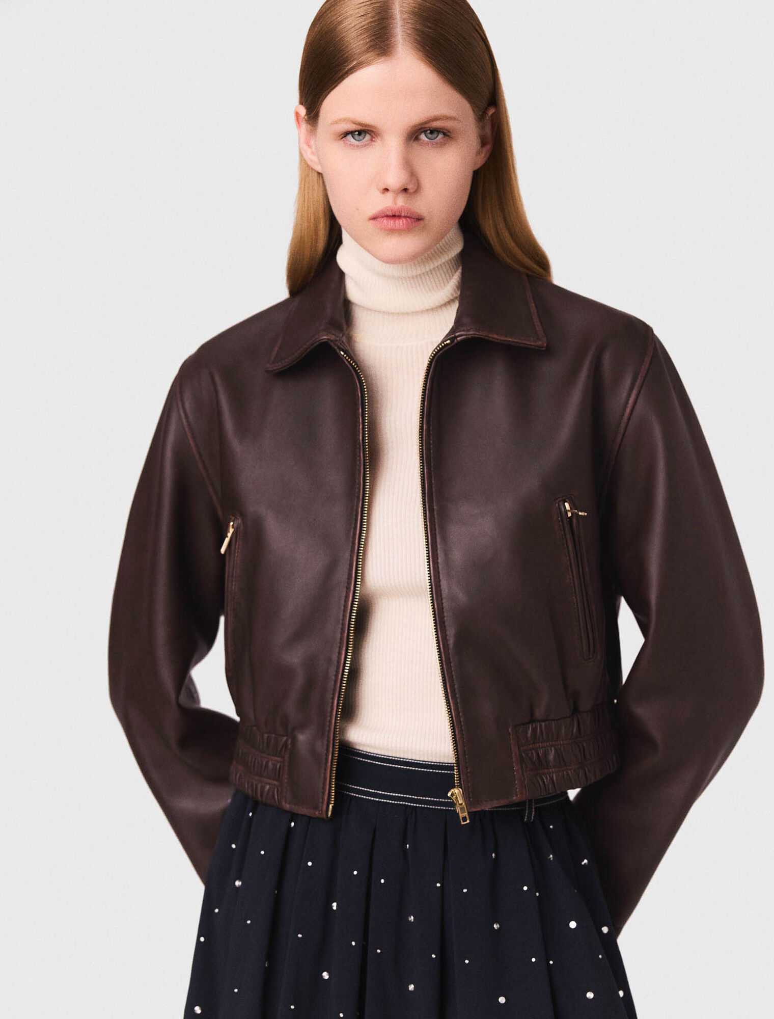 Vintage leather cropped jacket