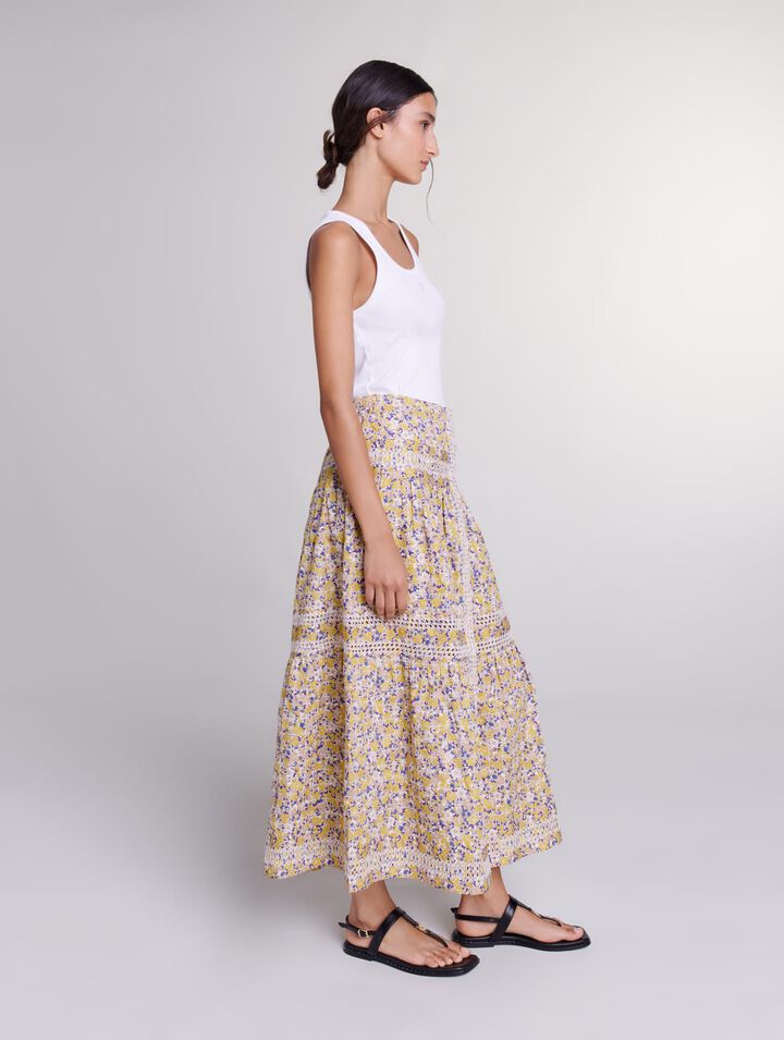 Long floral embroidered skirt