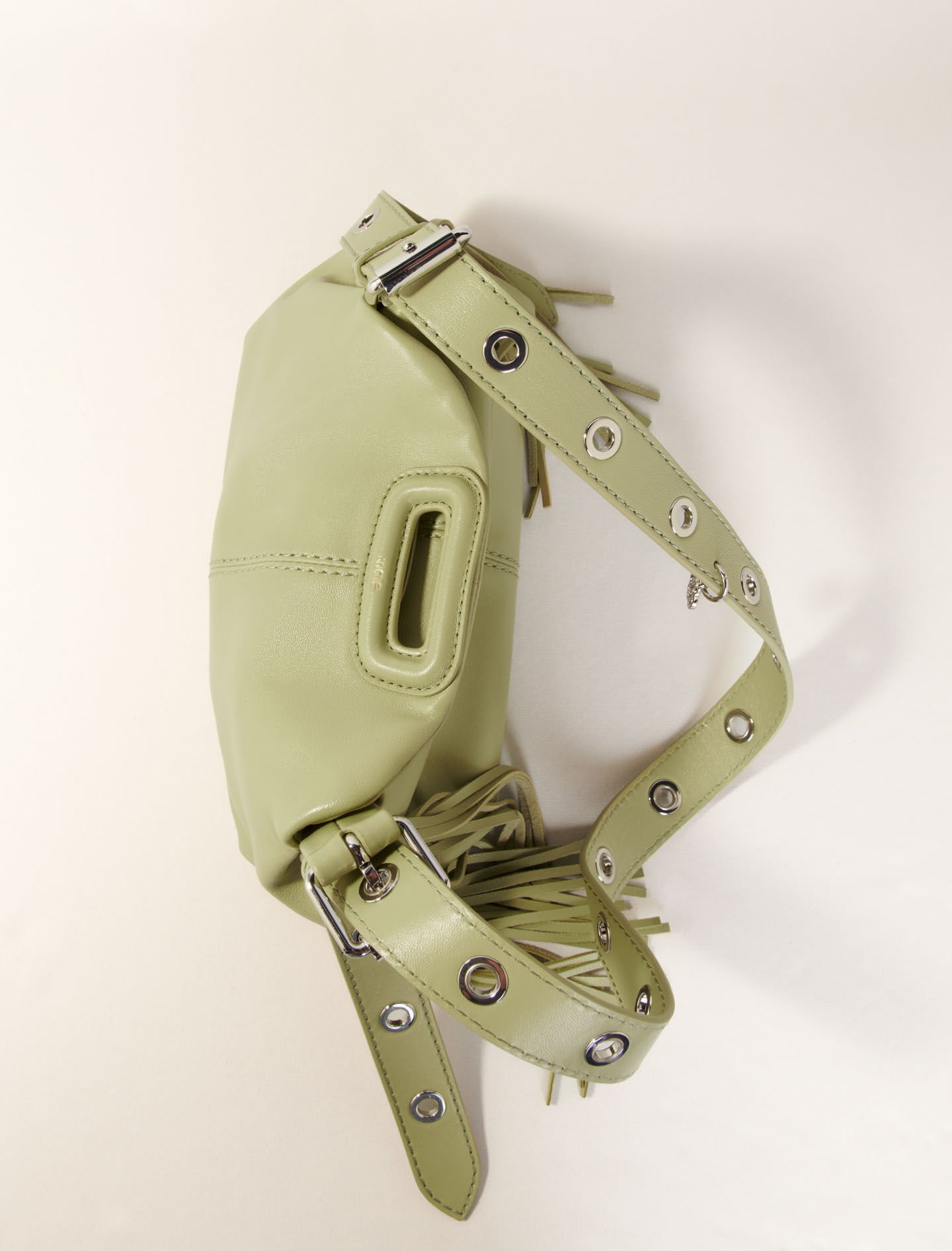 Plain leather mini Miss M bag Green For Women | Maje