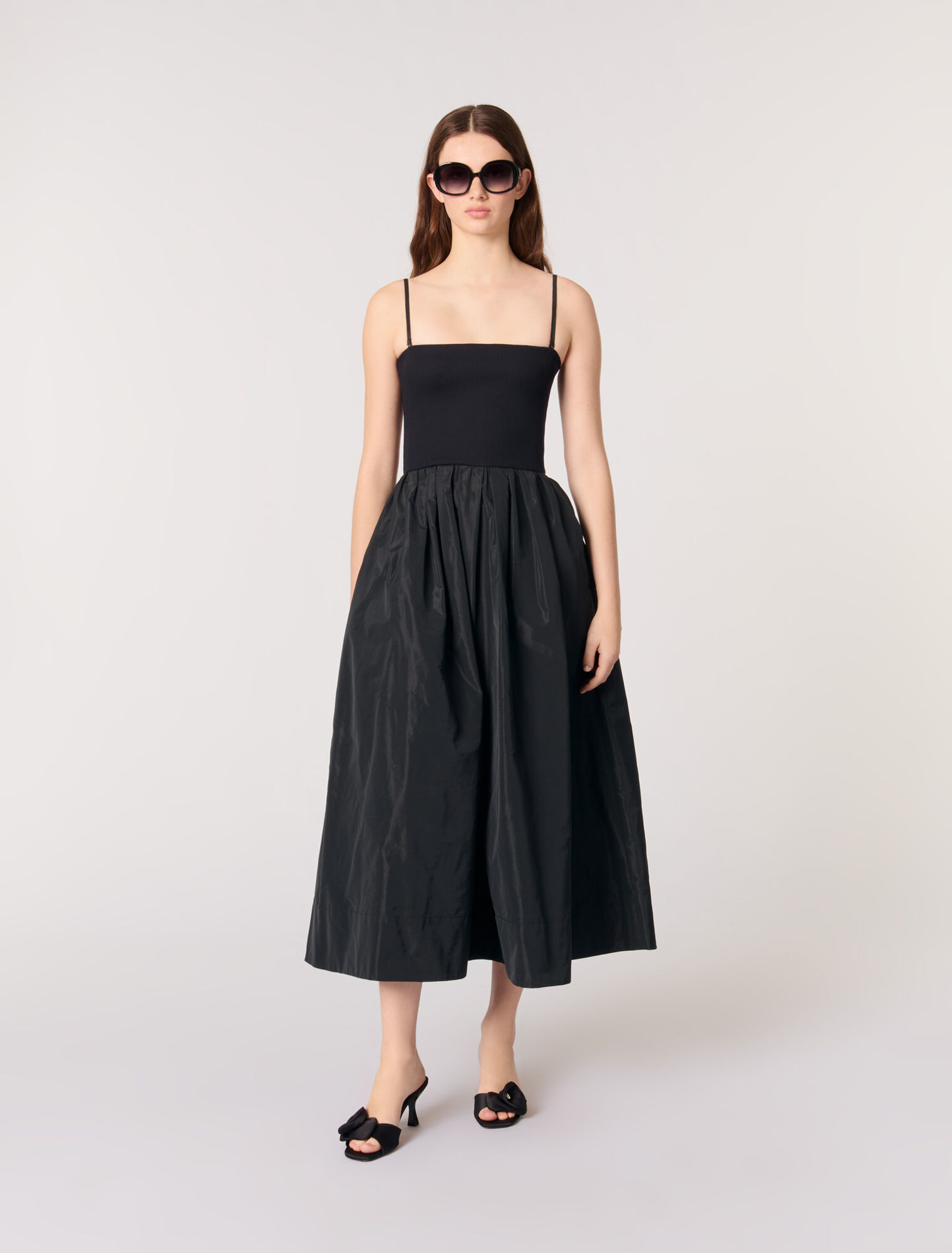 Strapless mesh and taffeta dress