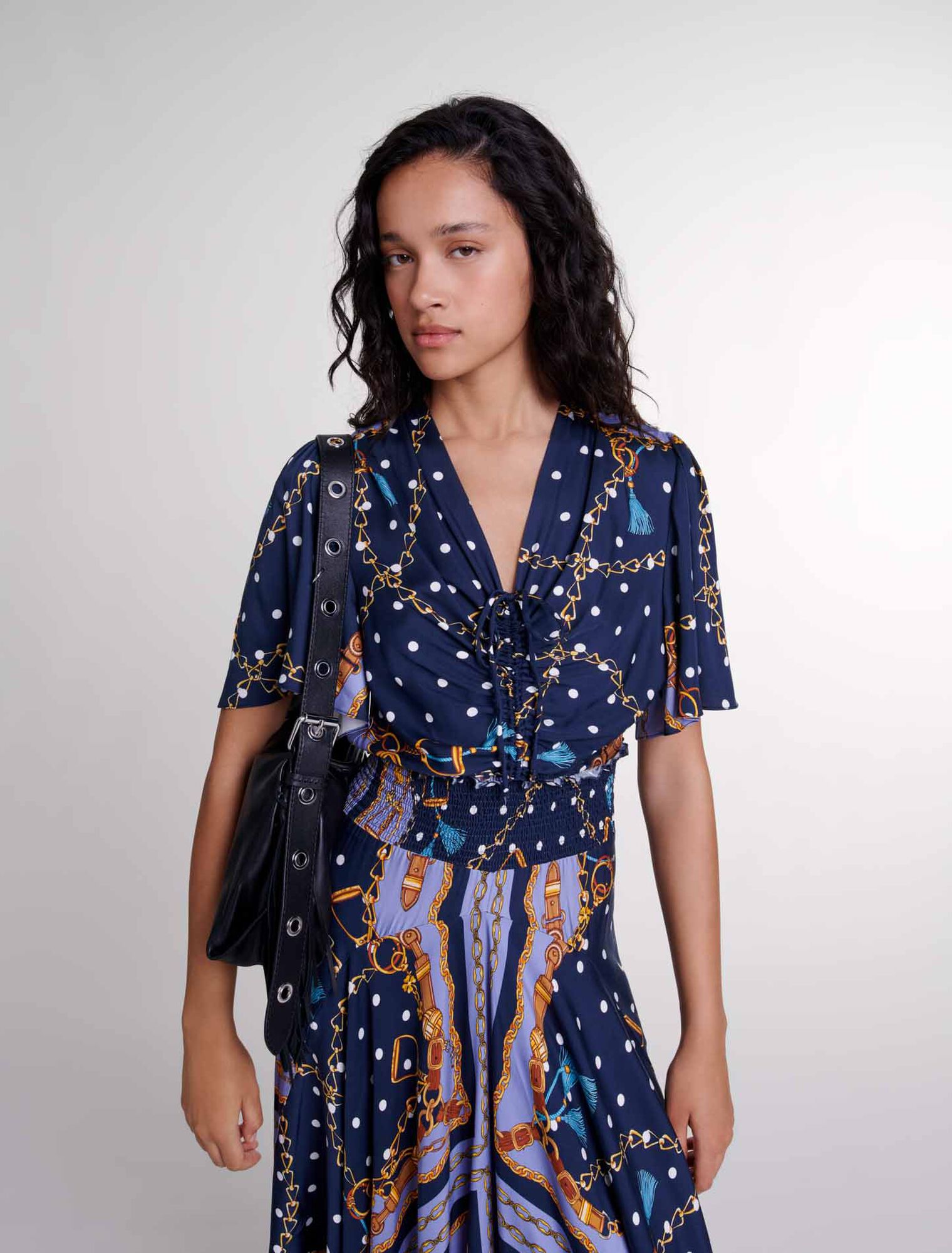 Satin-look patterned maxi dress 