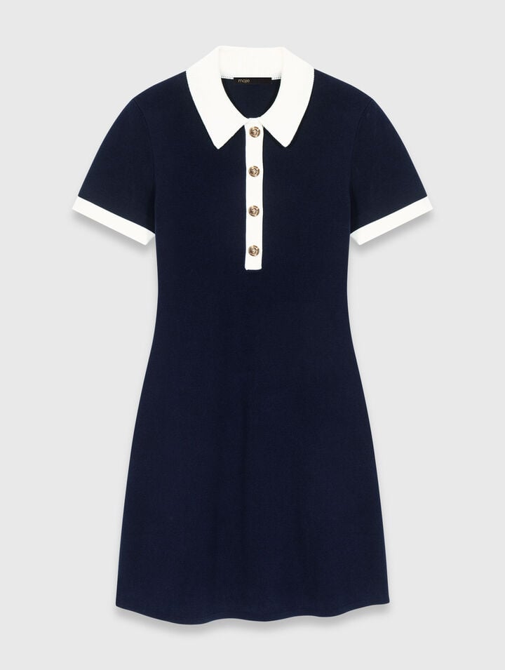Contrast-trim polo dress