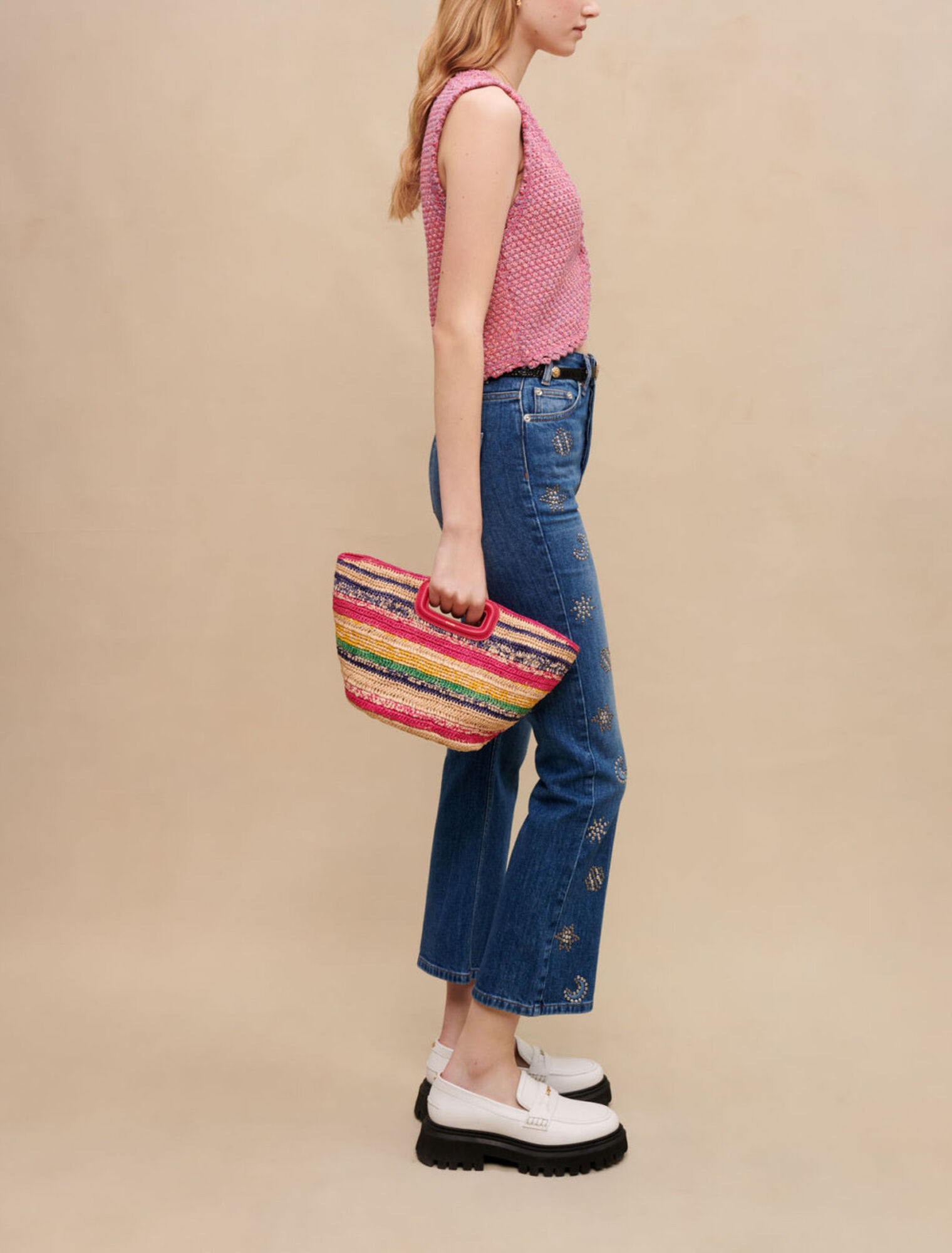 Jeans adorned with moon crystals