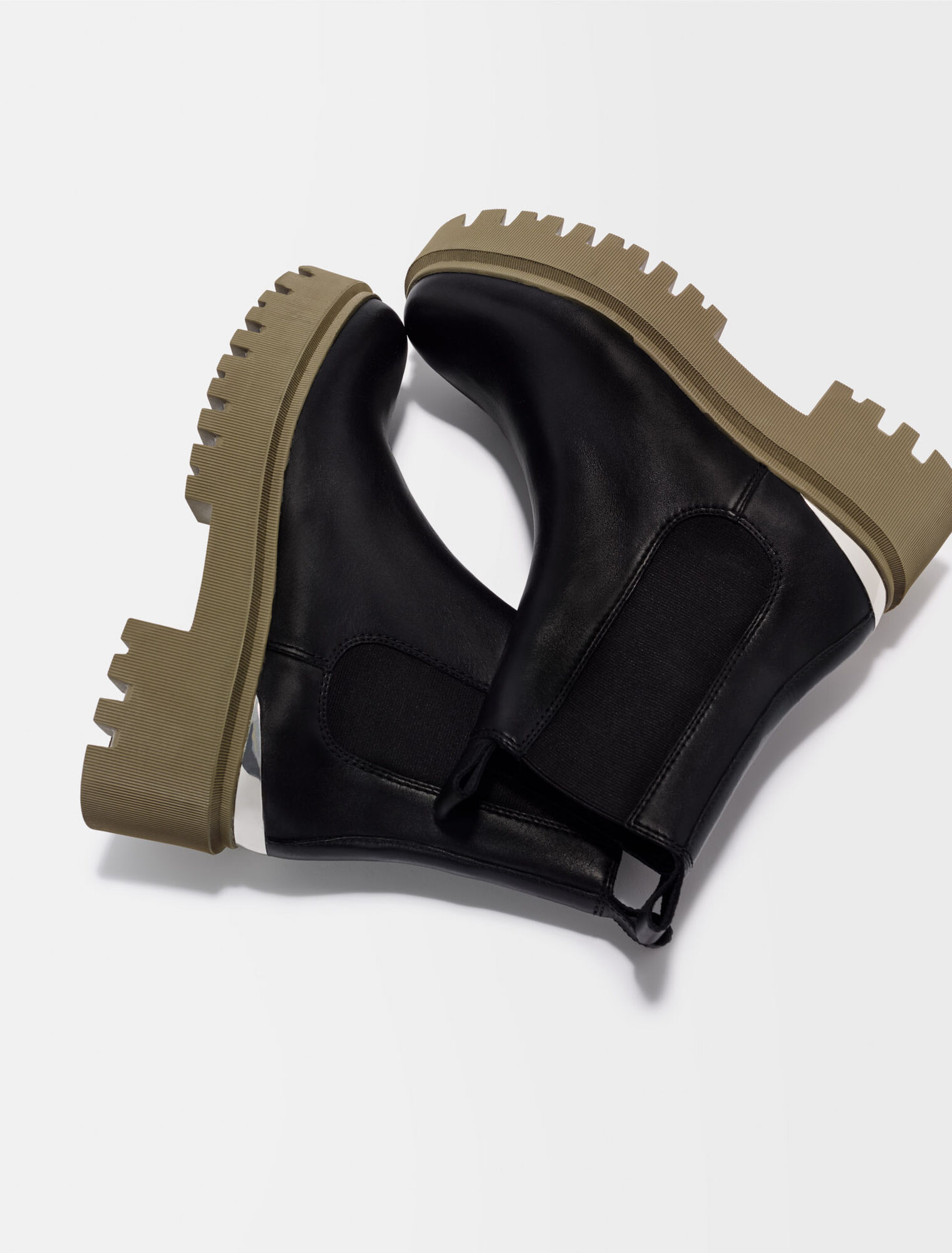Chelsea boots with khaki platform sole
