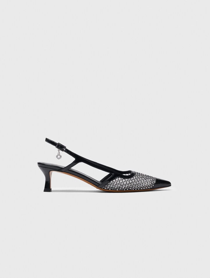 Rhinestone mesh pumps