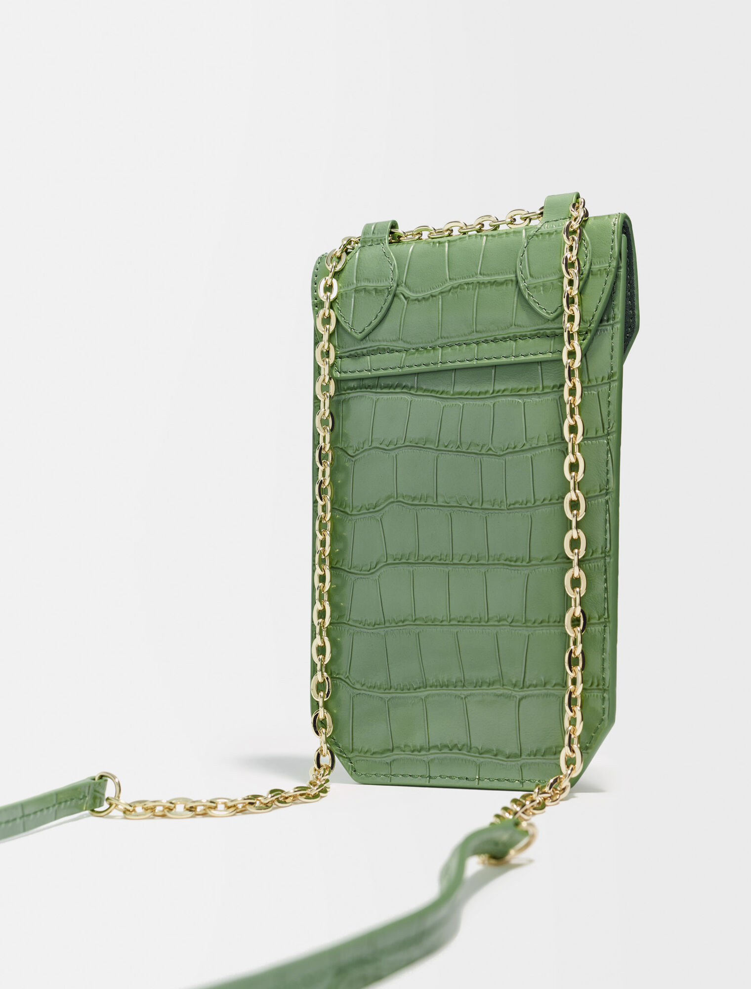 Croco embossed leather phone holder