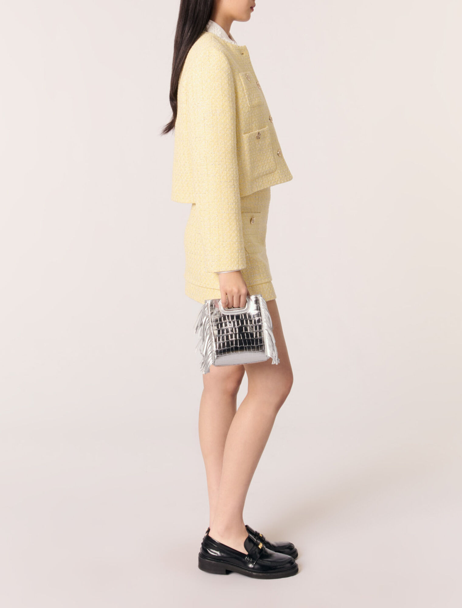 Short tweed and lurex jacket