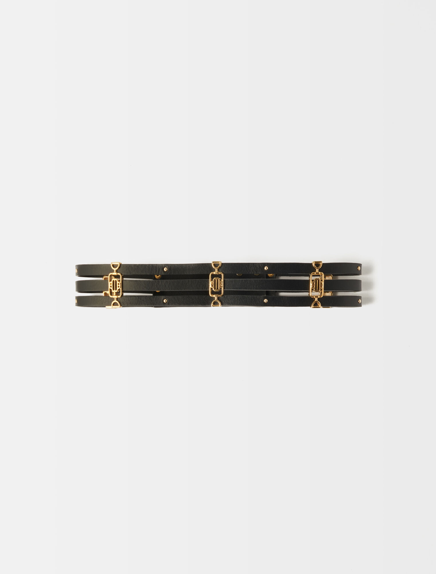 Belt with gold-tone Clover logos
