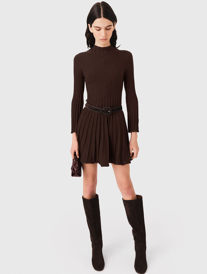 High-neck mini skater dress