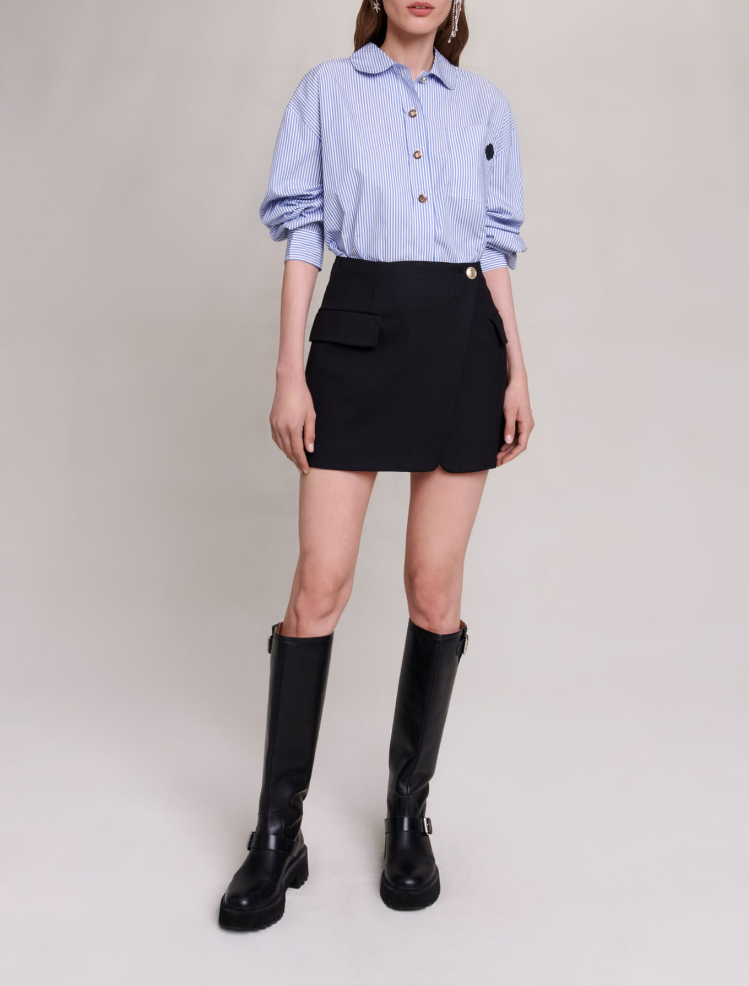 Asymmetric wrap skirt