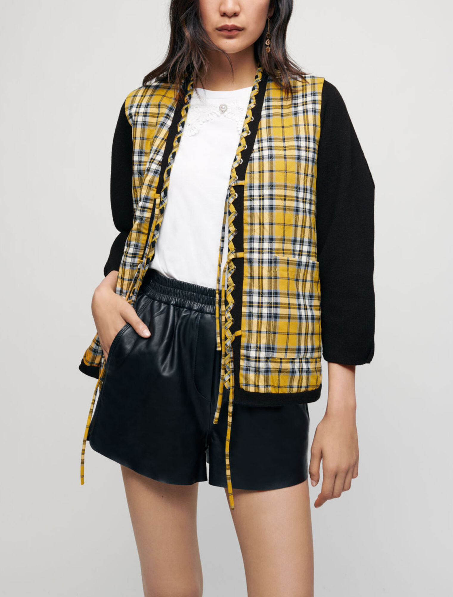 Reversible checked cardigan 