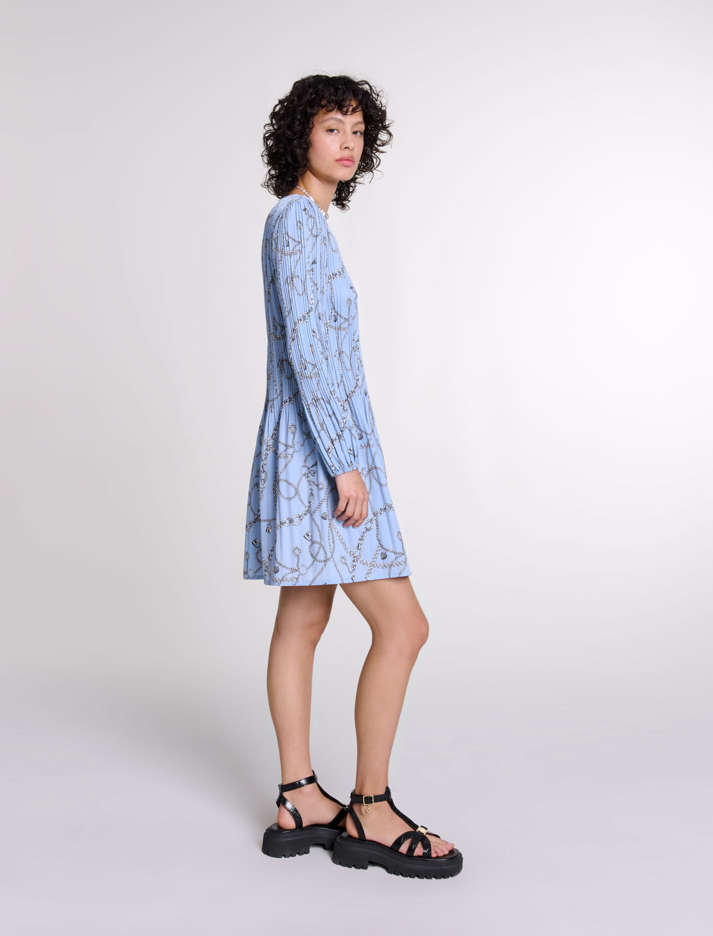 Zara printed pleated dress outlet