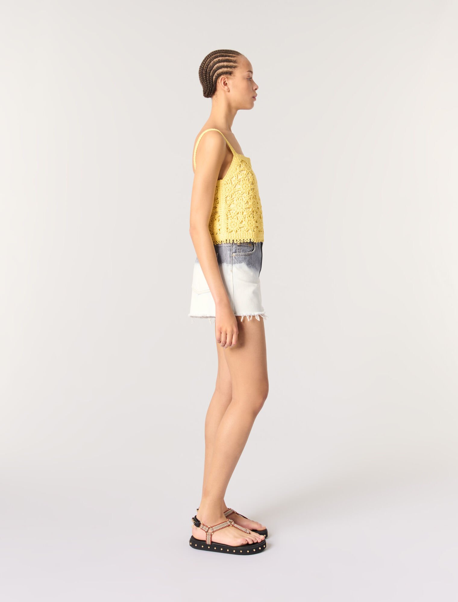 Crochet-knit top