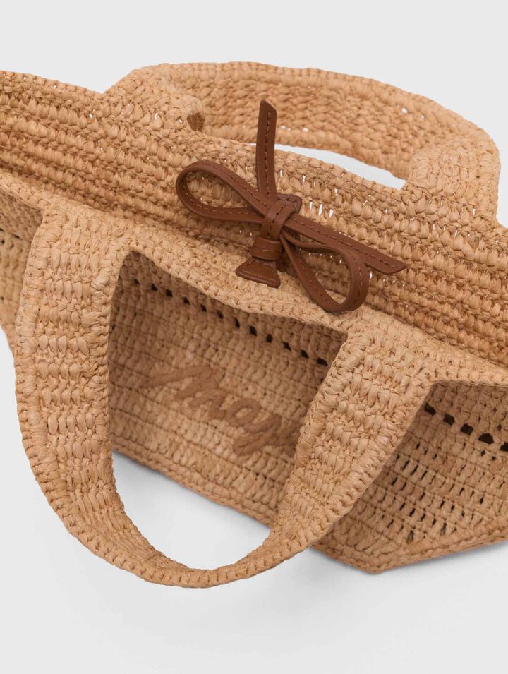 Natural raffia mini shopping bag