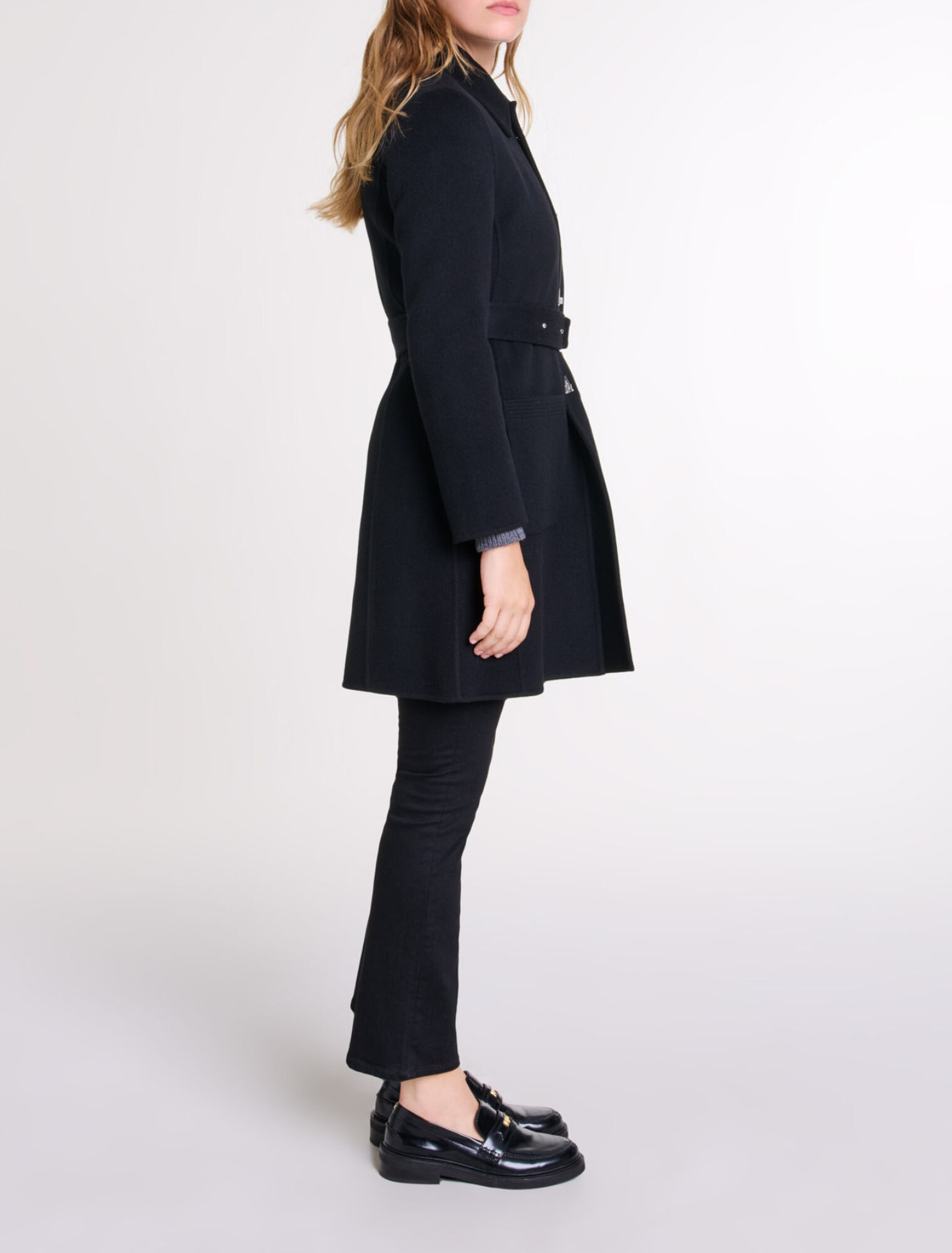 Belted mid-length coat