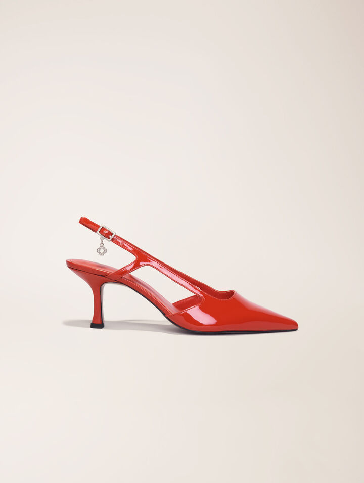 Patent leather slingback pumps